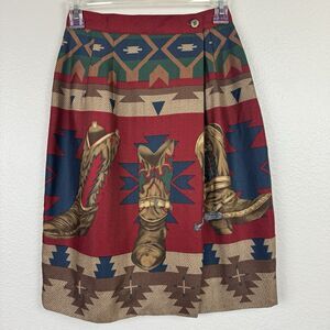 Vintage Sharon Young Mini Wrap Skirt Western Cowboy Boot Theme Southwest 2